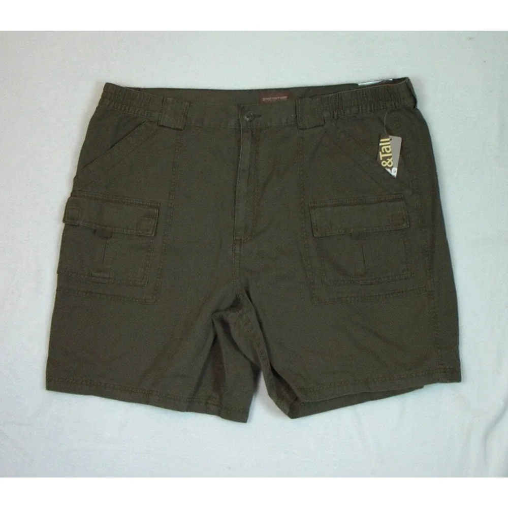 Great Northwest Men's Cargo Shorts Size‎ 46 Elastic Waist 100% Cotton Green NWT